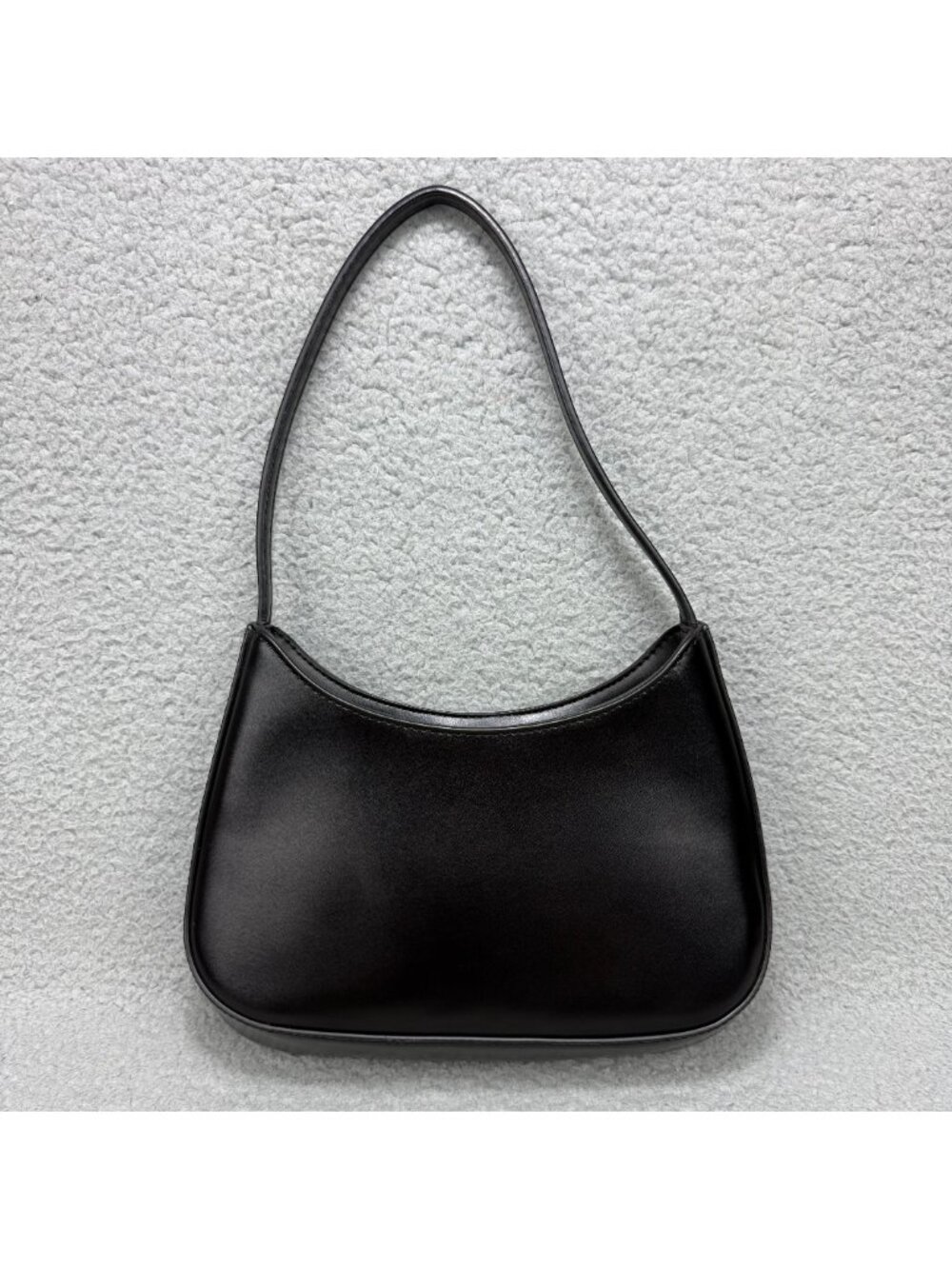 Oak + Fort Bag Womens Black Baguette Faux Leather Shoulder Purse Curved Handbag